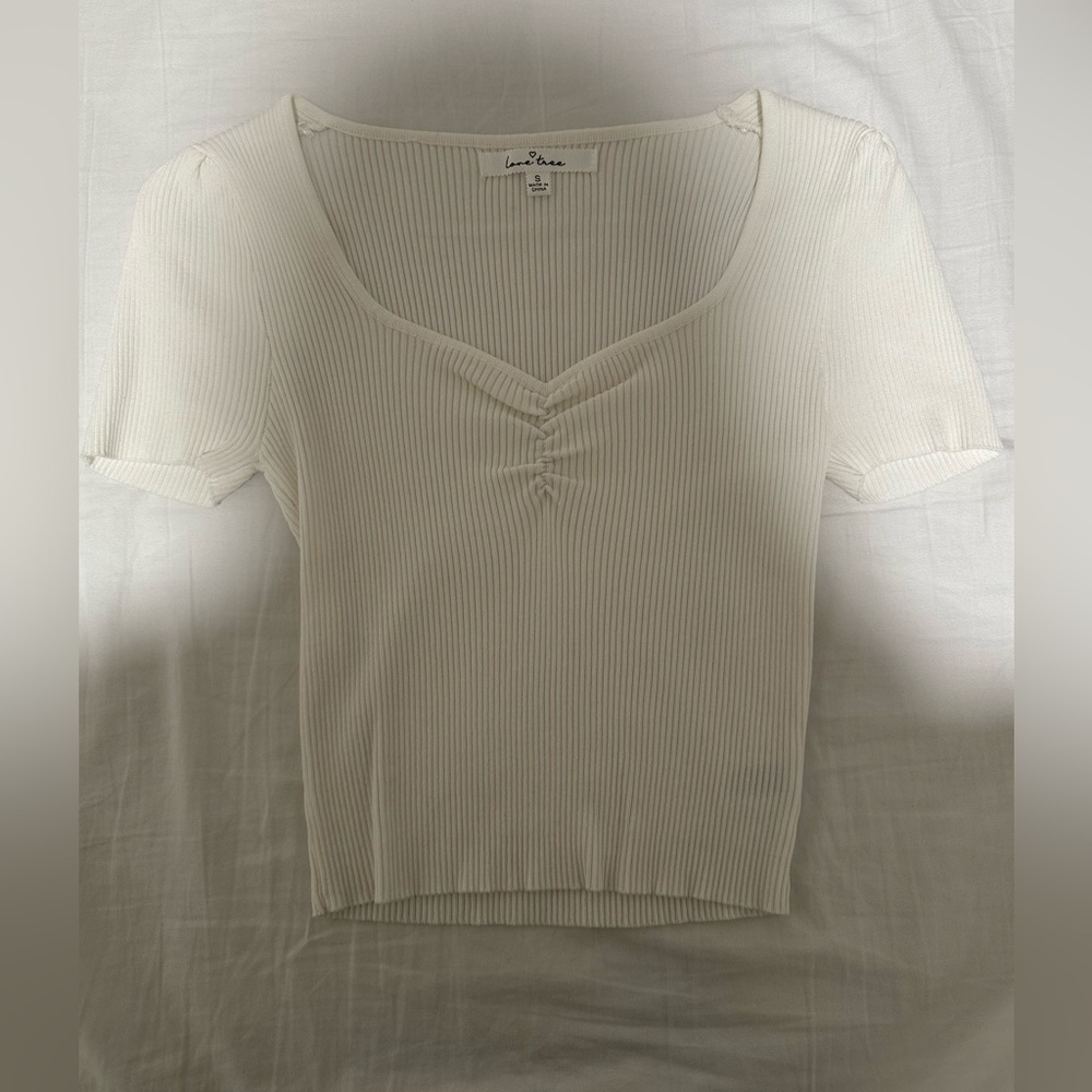 Lovetree Ribbed White Tee Shirt
